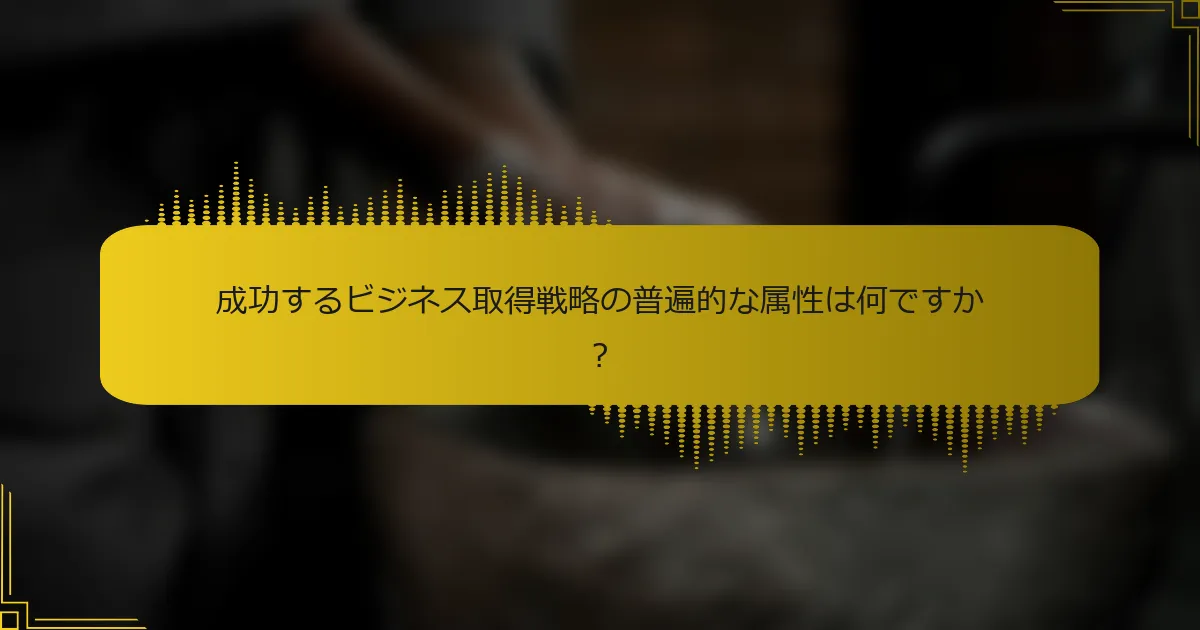 成功するビジネス取得戦略の普遍的な属性は何ですか？
