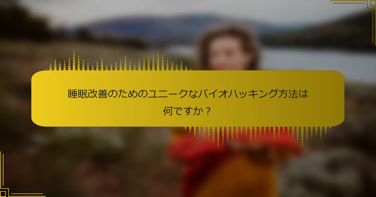 睡眠改善のためのユニークなバイオハッキング方法は何ですか？