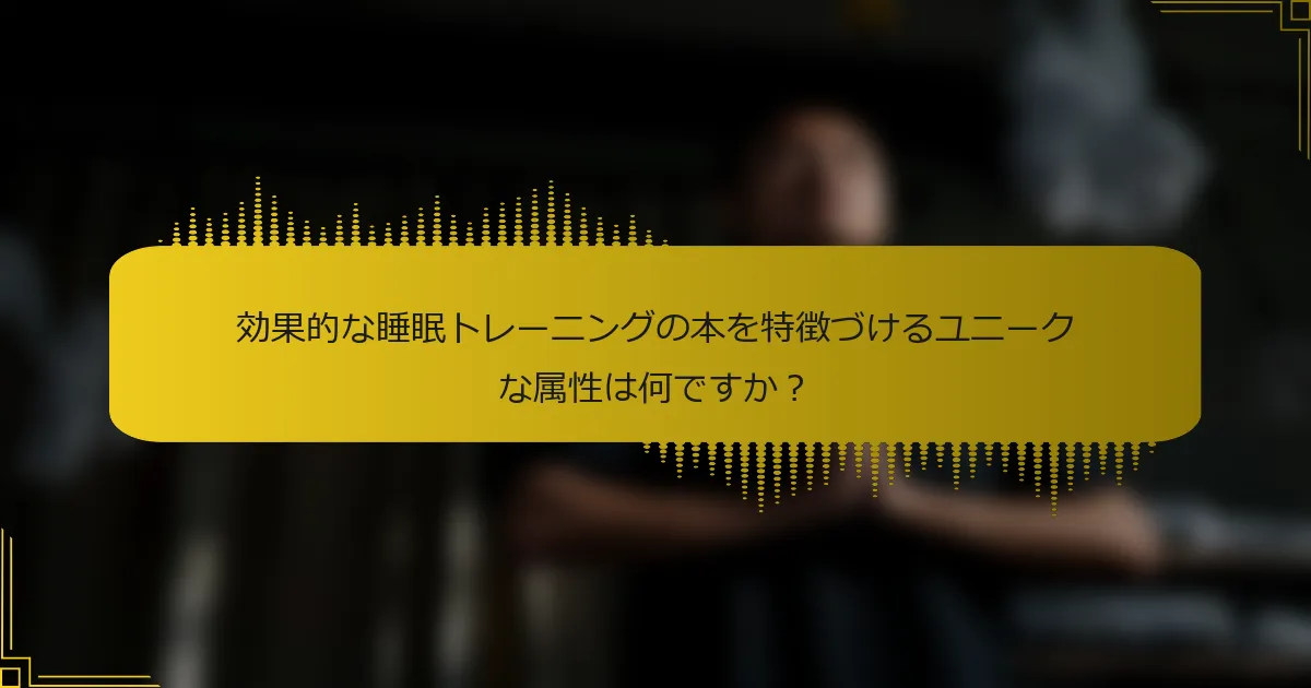 効果的な睡眠トレーニングの本を特徴づけるユニークな属性は何ですか？